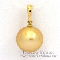 18K solid Gold Pendant and 1 Tahitian Australian Pearl Round B 11.5 mm