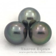 Lot of 3 Tahitian Pearls Semi-Round C from 9.8 to 9.9 mm