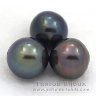 Lot of 3 Tahitian Pearls Semi-Baroque D 12 mm