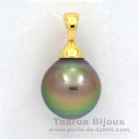 18K solid Gold Pendant and 1 Tahitian Pearl Semi-Baroque B 10.7 mm