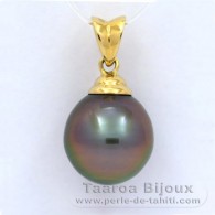 18K solid Gold Pendant and 1 Tahitian Pearl Semi-Baroque B 10.9 mm