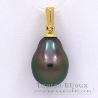 18K solid Gold Pendant and 1 Tahitian Pearl Semi-Baroque B 9.4 mm