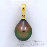 18K solid Gold Pendant and 1 Tahitian Pearl Semi-Baroque B 10.5 mm