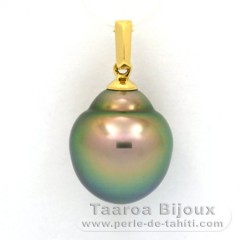 18K solid Gold Pendant and 1 Tahitian Pearl Semi-Baroque B 11.9 mm