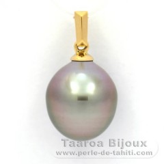 18K solid Gold Pendant and 1 Tahitian Pearl Semi-Baroque B 11.1 mm