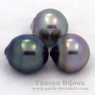Lot of 3 Tahitian Pearls Semi-Baroque C from 11.5 to 11.7 mm