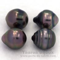 Lot of 4 Tahitian Pearls Ringed C from 9 to 9.4 mm