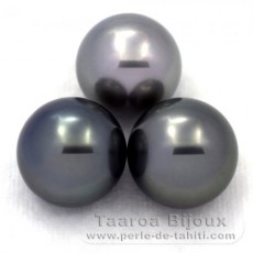 Lot of 3 Tahitian Pearls Round C from 13.5 to 13.7 mm