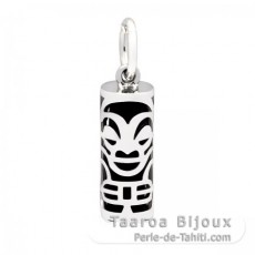 Silver and Black Agate Tiki - 15 mm - Health