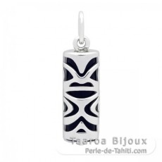 Silver and Black Agate Tiki - 17 mm - Luck