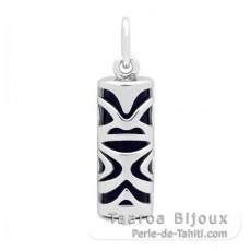 Silver and Black Agate Tiki - 17 mm - Luck