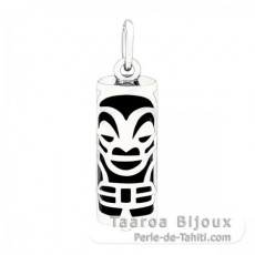 Silver and Black Agate Tiki - 17 mm - Health