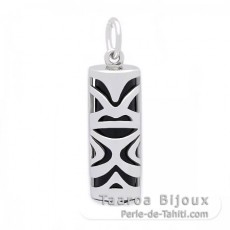 Silver and Black Agate Tiki - 21 mm - Luck