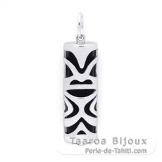 Silver and Black Agate Tiki - 30 mm - Luck