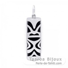 Silver and Black Agate Tiki - 30 mm - Luck