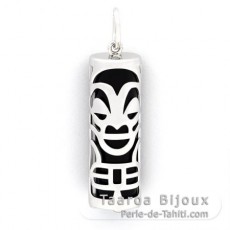 Silver and Black Agate Tiki - 30 mm - Health