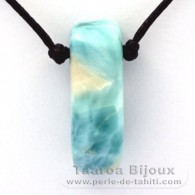 Waxed cotton Necklace and 1 Larimar - 27 x 9 x 11 mm - 5.6 gr