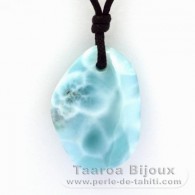 Waxed cotton Necklace and 1 Larimar - 32.2 x 22.4 x 8.9 mm - 9.3 gr