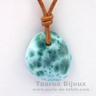 Leather Necklace and 1 Larimar - 23.1 x 20 x 8.2 mm - 5.7 gr