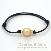 Waxed Cotton Bracelet and 1 Australian Pearl Semi-Baroque C 11 mm