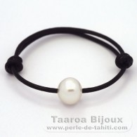 Leather Bracelet and 1 Australian Pearl Semi-Baroque C 12.3 mm