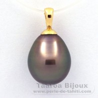 18K solid Gold Pendant and 1 Tahitian Pearl Semi-Baroque B 10.8 mm