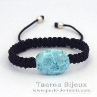 Nylon Bracelet and 1 Larimar - 16 x 21 x 8.1 mm - 4.6 gr