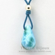 Waxed cotton Necklace and 1 Larimar - 19 x 11 x 10.7 mm - 3 gr