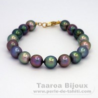 Bracelet with 17 Tahitian Pearls Semi-Baroque B+ from 8.7 to 9.3 mm and 18K solid Gold