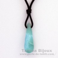 Nylon Necklace and 2 Larimar - 26 x 8 x 8.5 mm - 2.36 gr and 0.98 gr