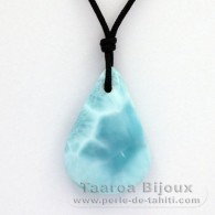 Nylon Necklace and 2 Larimar - 34 x 23 x 8.8 mm - 10 gr and 1.9 gr