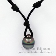 Waxed Cotton Necklace and 1 Tahitian Pearl Ringed C 11.6 mm