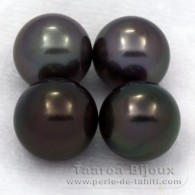 Lot of 4 Tahitian Pearls Round C from 9 to 9.4 mm