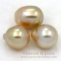 Lot of 3 Australian Pearls Semi-Baroque C from 10.5 to 10.8 mm