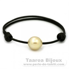 Leather Bracelet and 1 Australian Pearl Semi-Baroque C 12.8 mm