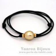 Waxed Cotton Necklace and 1 Australian Pearl Semi-Baroque C 12.5 mm
