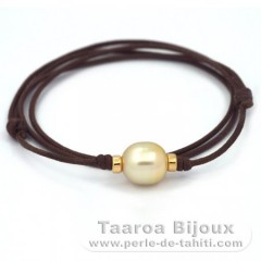 Waxed Cotton Necklace and 1 Australian Pearl Semi-Baroque C 11.8 mm