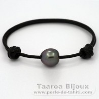 Leather Bracelet and 1 Tahitian Pearl Semi-Baroque C 11.7 mm