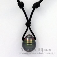 Waxed Cotton Necklace and 1 Tahitian Pearl Ringed C 13.8 mm