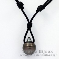 Waxed Cotton Necklace and 1 Tahitian Pearl Ringed C 13.2 mm