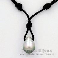 Waxed Cotton Necklace and 1 Tahitian Pearl Ringed C 12.4 mm