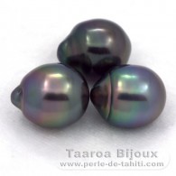 Lot of 3 Tahitian Pearls Semi-Baroque B from 10.5 to 10.7 mm