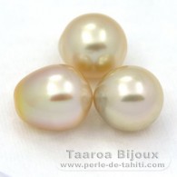 Lot of 3 Australian Pearls Semi-Baroque C from 11.1 to 11.4 mm
