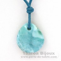 Waxed cotton Necklace and 1 Larimar - 17 x 15 x 5.1 mm - 1.96 gr