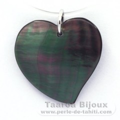 Tahitian Mother-of-Pearl Pendant and Rhodiated Sterling Silver