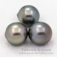 Lot of 3 Tahitian Pearls Semi-Baroque C from 12 to 12.4 mm