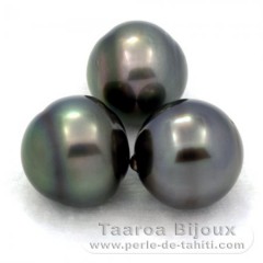 Lot of 3 Tahitian Pearls Ringed C from 12.6 to 12.9 mm