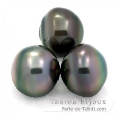 Lot of 3 Tahitian Pearls Ringed C from 12.6 to 12.9 mm