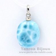 Rhodiated Sterling Silver Pendant and 1 Larimar - 17 x 13.5 x 6.7 mm - 2.75 gr