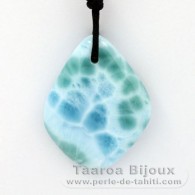 Waxed cotton Necklace and 1 Larimar - 39 x 30 x 7 mm - 13.9 gr